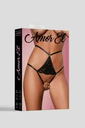 Откровенные трусики с доступом, Amor El, размер M, черные