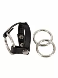 Подхват на мошонку Leder-Riemen, с 3мя съемными эрекционными кольцами, металл и кожа