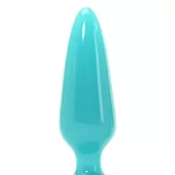 Средняя анальная пробка Firefly Pleasure Plug - Medium светящаяся в темноте – голубой