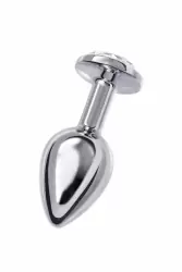 Маленькая изящная анальная пробка TOYFA с кристаллом цвета алмаза - серебристый с белым