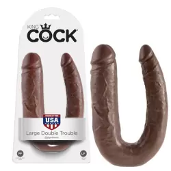 Фаллоимитатор двухголовый U-образный Double Trouble Large большой – коричневый