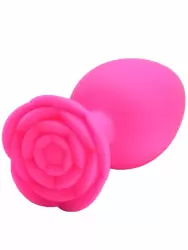 Анальная пробка Kanikule, с ограничителем в форме розочки, размер S, розовая