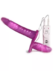 Реалистичный вибрострапон Orion, двойной на ремешках, с проводным пультом, ПВХ, сиреневый