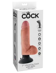 Вибратор-реалистик с мошонкой 7 Vibrating Cock with Balls с присоской – телесный