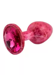 Анальная пробка Kanikule, с ограничителем в форме кристалла, размер S, ярко-розовая