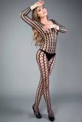 Боди-комбинезон Impulse в крупную сетку - черный, S-L