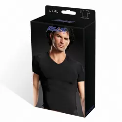 Мужская черная футболка BlueLine с V-образным вырезом – L/XL