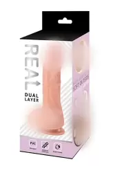 Реалистичный фаллоимитатор Real Dual Layer, 21.5 см, двойной слой ПВХ, телесный