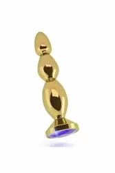 Золотая анальная пробка с сапфировым кристаллом Gold Plug - Purple Sapphire  17,6 см.