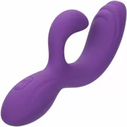 Рельефный вибратор-кролик STELLA LIQUID SLCNE DUAL CURVY, 19 см, силикон, фиолетовый