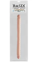 Фаллоимитатор двухголовый Basix Rubber Works 18 Ribbed Double Dong - телесный