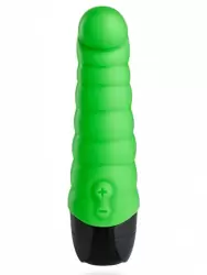 Ребристый вибратор Fun Factory Little Paul, с изогнутой головкой, 14 см, зеленый