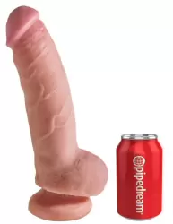 Фаллоимитатор-реалистик с мошонкой King Cock Plus 9 Dual Density на присоске – телесный