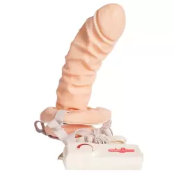 Фаллопротез на ремнях Latex Vibrator с вибрацией – телесный