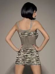 Платье-сетка со вставками в стиле милитари (Obsessive) – S/L