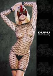 Платье в крупную сетку с рукавами Dupu – черный