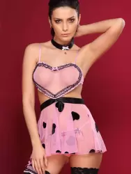 Игривая розовая сорочка и трусиков Sweetheart 786 - S/M