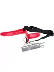 Реалистичный двойной страпон Orion, анально вагинальный, с проводным пультом, ПВХ, малиновый