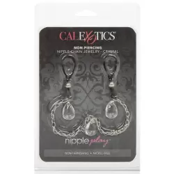Зажимы на соски Chain Jewelry - Crystal на цепочке с подвесками – прозрачный