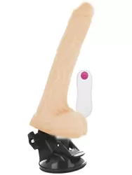 Реалистичный вибратор Dream Love BASECOCK REALISTIC VIBRATOR REMOTE CONTROL FLESH, с мошонкой, с пультом Д/У, 19 см, ТПР, светлый телесный