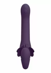 Анатомический вибрострапон Satu, 23 см, безремневой, с тремя моторами, фиолетовый