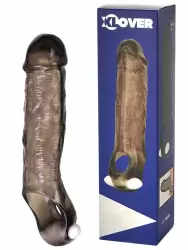 Увеличивающая вибронасадка на пенис TOYFA XLover с петлей на мошонку – серый