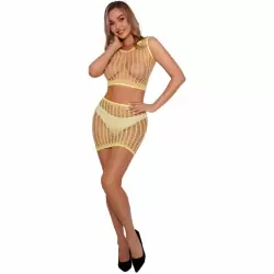 Яркий комплект из топа и юбки (жёлтый)