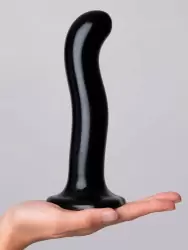 Изогнутый фаллоимитатор Strap-On-Me Dildo Point P&G, 19 см, силикон, черный