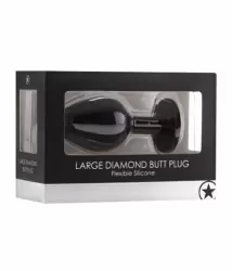 Анальная пробка с кристаллом Extra Large Diamond Butt Plug (Черная)