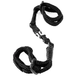 Веревка-фиксатор Rope Cuffs с имитацией наручников и наножников – черный