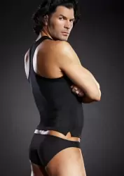 Черная борцовка BlueLine с V-образным вырезом – L/XL