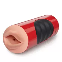 Мастурбатор ротик Mega Grip Vibrating Stroker Mouth с вибрацией - красный