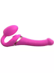 Анатомический страпон Strap-On-Me Multi Orgasm с 3 моторами, безремневой, размер S, фуксия