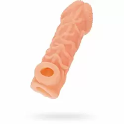 Реалистичная насадка на пенис с венками и отверстием для мошонки «Cock sleeve» (средняя), Kokos