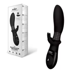 Перезарежаемый анальный стимулятор кролик The Backdoor Beaded Rabbit с шариками и ротацией - черный