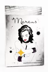 Кружевной набор ошейник и наручники TOYFA Marcus – пурпурный