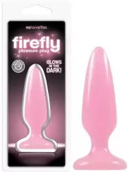 Маленькая анальная пробка Firefly Pleasure Plug - Small светящаяся в темноте – розовый