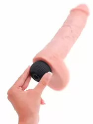 Реалистичный фаллоимитатор King Cock 11, с мошонкой, с функцией семяизвержения, ПВХ, телесный