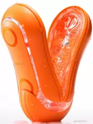 Яркий мастурбатор Tenga Flip ORB Sunset, рельефный, 18 см, оранжевый