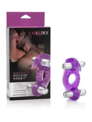 Кольцо для поддержания эрекции с двумя вибростимуляторами Wireless Rockin' Rabbit – фиолетовый