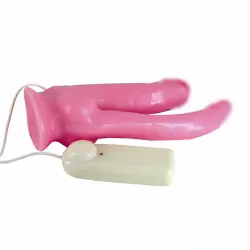 Двойной анально-вагинальный вибромассажер на присоске Brave Her With Two Guns – розовый