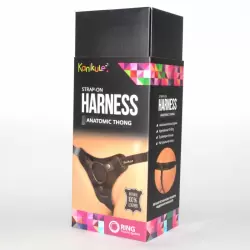 Страпон-трусики Kanikule Anatomic Thong O-ring кожаные – черный