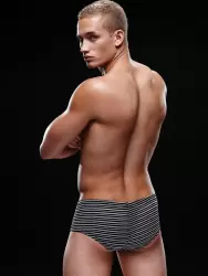 Черно-белые хипсы в полоску, трусы мужские - L/XL