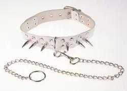 Ошейник с шипами и поводком White Silk