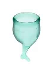 Набор менструальных чаш Satisfyer Feel secure Menstrual Cup, 15 и 20 мл, силикон, зеленый