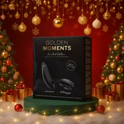 Новогодний набор для пар Golden Moments: Стимулятор клитора Womanizer Premium 2, технология Pleasure Air + Вибратор для пар We-Vibe Chorus, 10 режимов