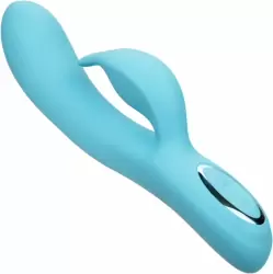 Изогнутый вибратор-кролик AZURE COLLECTION - BUNNY G, 22,8 см, силикон, голубой