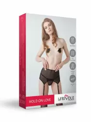 Пленительный пояс для чулок с высокой посадкой из черной сетки (Hold on love)L/XL