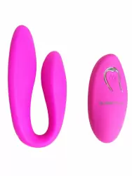 Компактный вибратор для пар Pretty Love Letitia, 10 см, 7 режимов, розовый