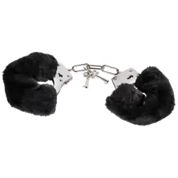 Металлические наручники Metal HandCuff с мехом – черные
